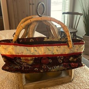 ALDO very unique satin print pattern purse with bamboo straps